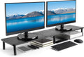 Dual Monitor Stand Riser, Adjustable Legs, Matte Black Steel, Pack of 2 E600