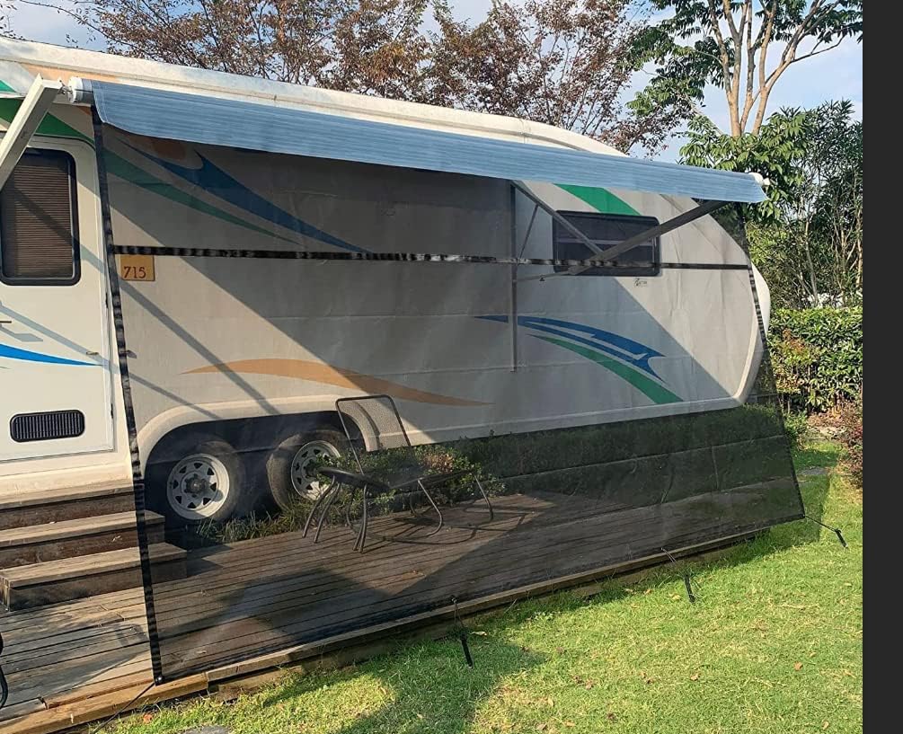 Black Mesh RV Awning Shade Screen with Zipper 15'X8' F3933