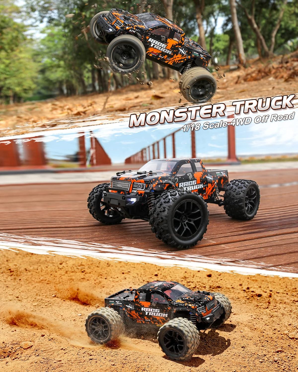 1:18 Scale 4X4 RC Monster Truck with 2 Batteries V4062