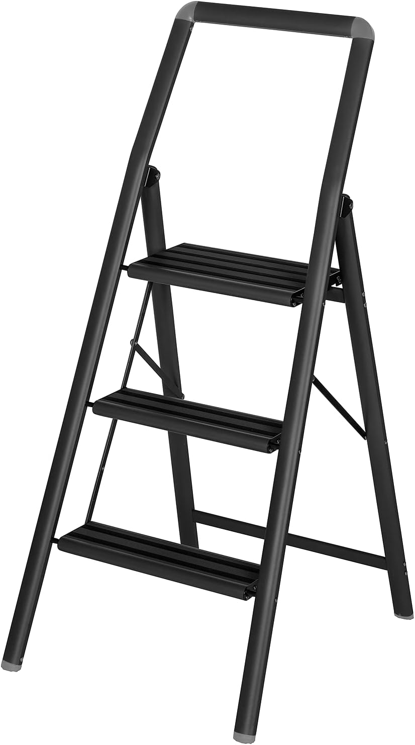 2 Step Folding Ladder Black Aluminium F903