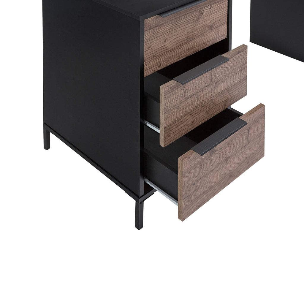 Black and Brown Wooden Desk with 3 Drawers H296489