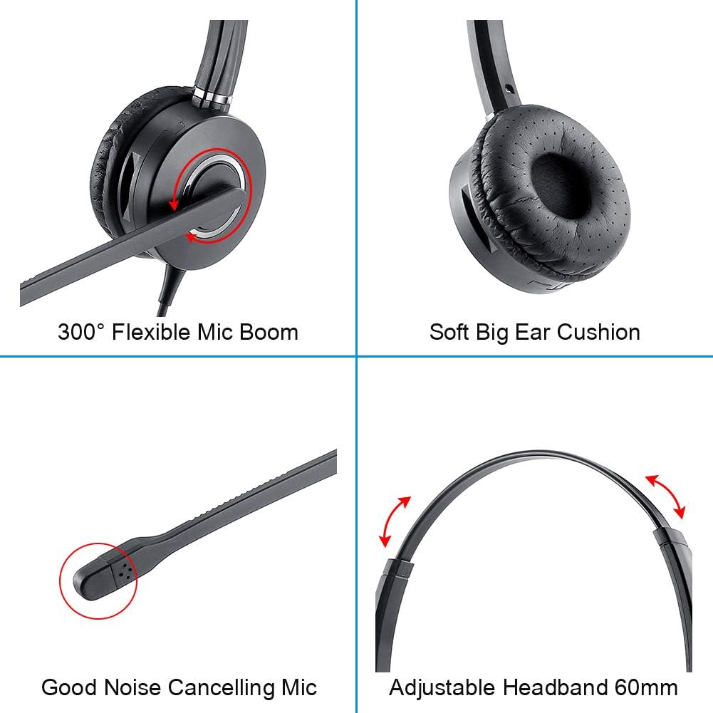 Binaural USB Computer Headset with Microphone Noise Cancelling Mic Pack of 2 E8841