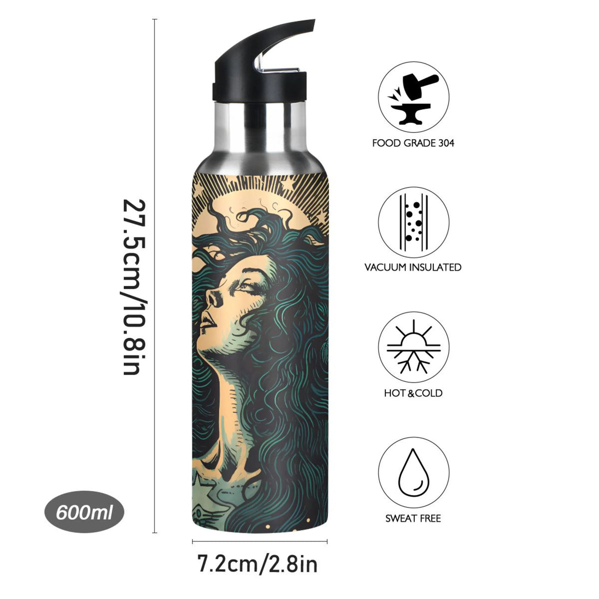 Stainless Steel Insulated Water Bottle with Straw Lid V843261