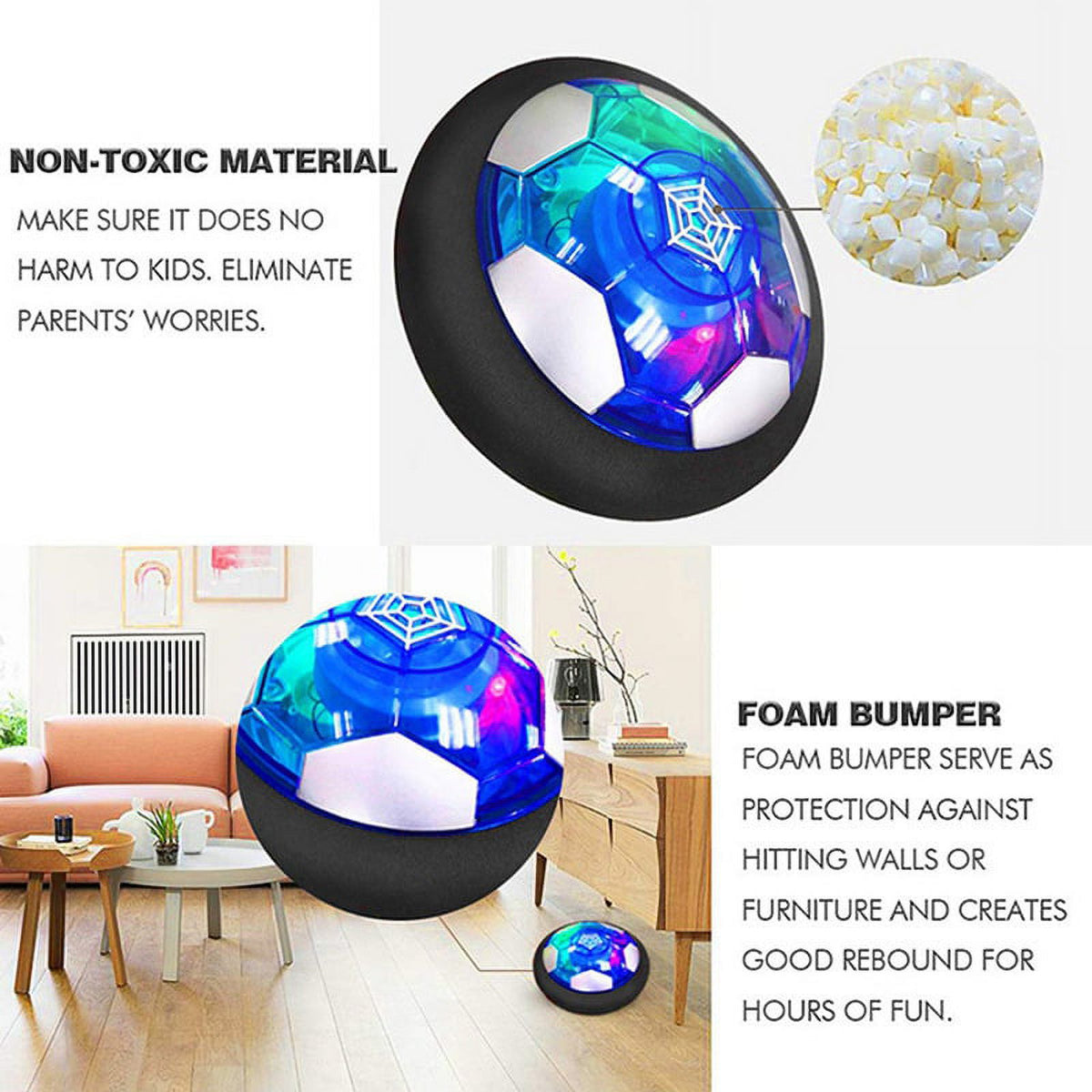 LED Hover Soccer Ball USB Charging Electric Air Cushion Indoor Luminous Toy F697427