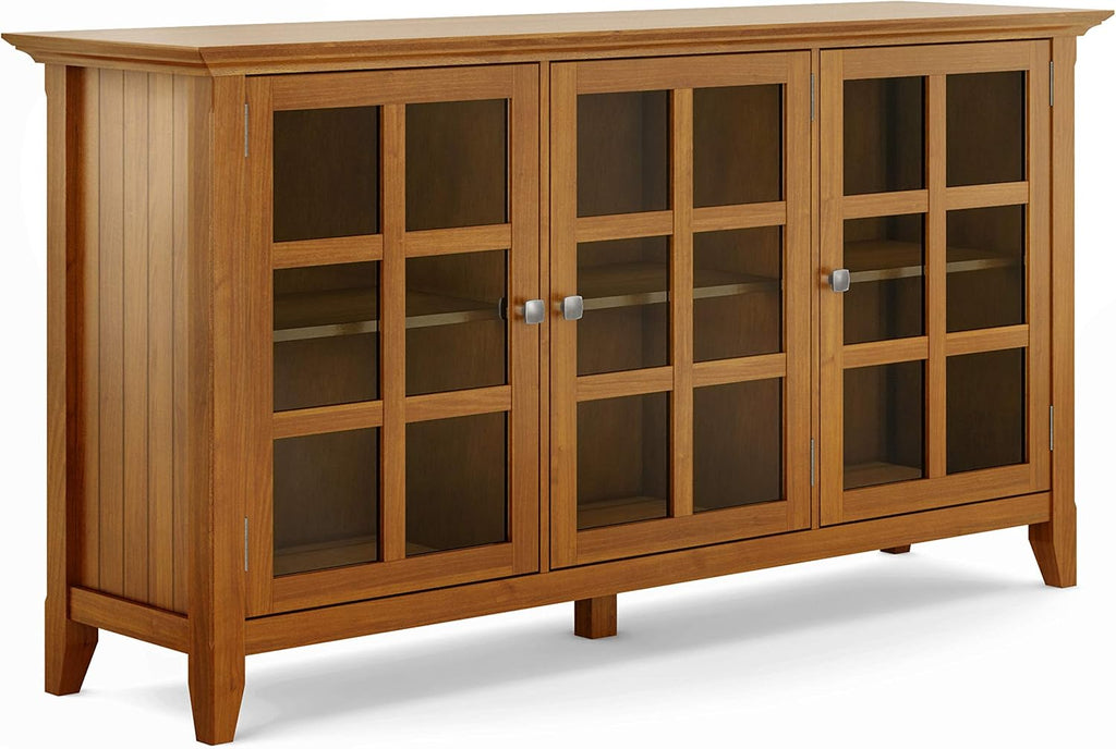 Solid Wood Storage Cabinet with 3 Tempered Glass Doors B8776