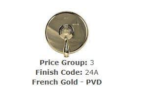 Angle Valve Cross Handle 3/8x22 IPS French Gold PVD D57121