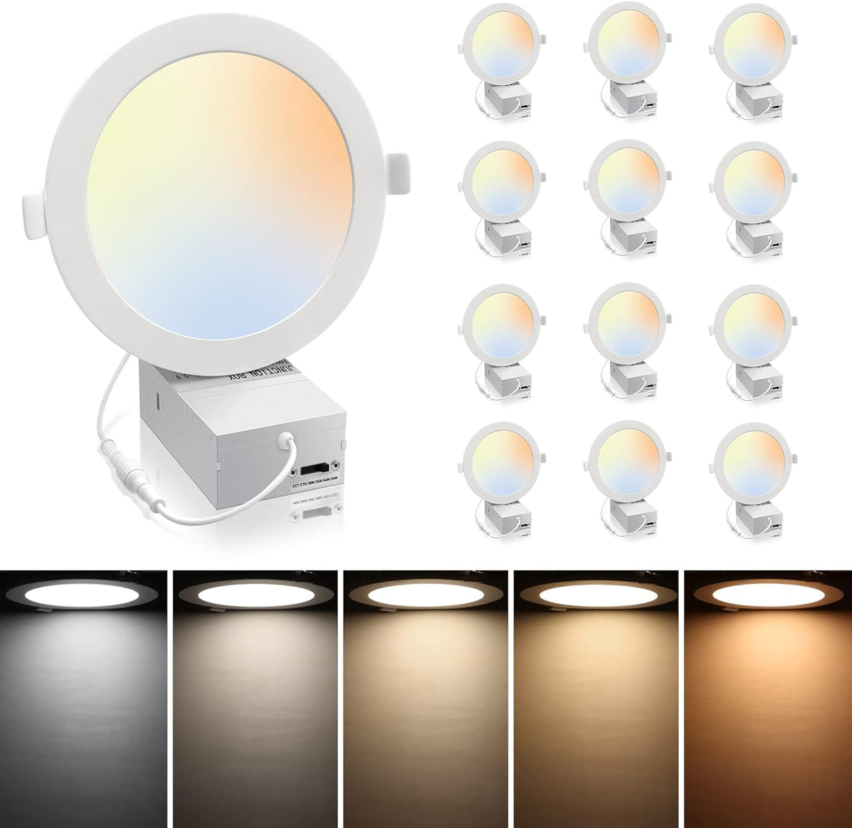 12 Pack 6 Inch Dimmable Ultra-Slim Canless LED Recessed Light K285