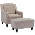 Beige Club Chair and Ottoman O307