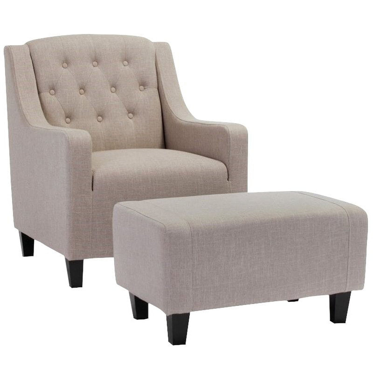 Beige Club Chair and Ottoman O307