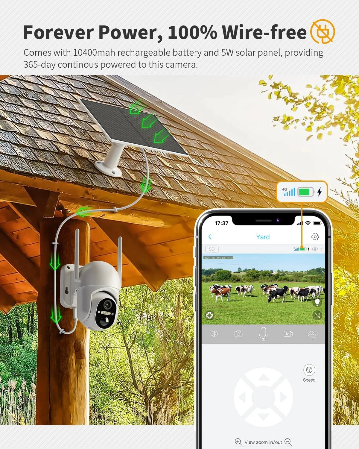 2K Solar Outdoor Security Camera with 360° Live Video Night Vision M790