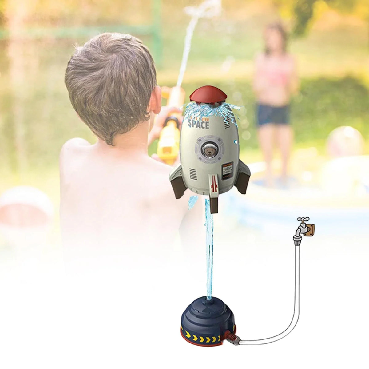 Rocket Sprinkler Toy 360 Degree Rotating Water Toys O8579