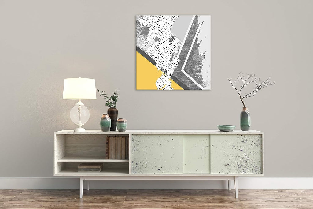 Yellow Gray Abstract Canvas Wall Art Painting B201187