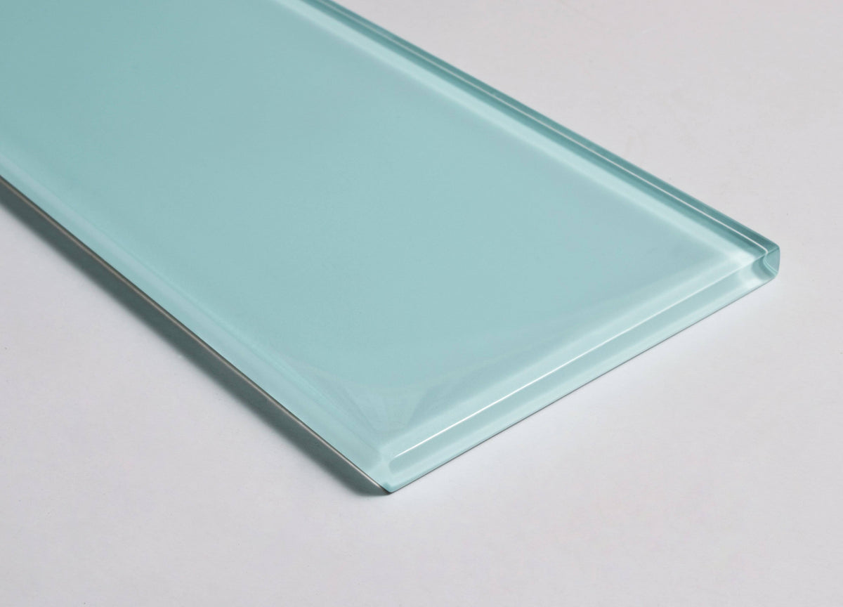 Glossy Baby Blue Glass Subway Tile, 4 inch x 12 inch, 5 Square Feet Carton F8583
