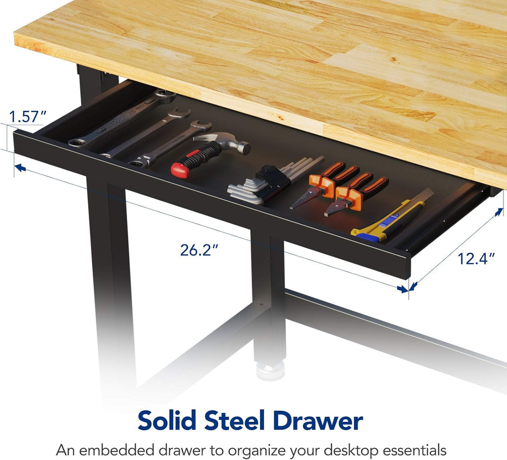 48" x 24" Rubber Wood Work Bench with Drawer R729