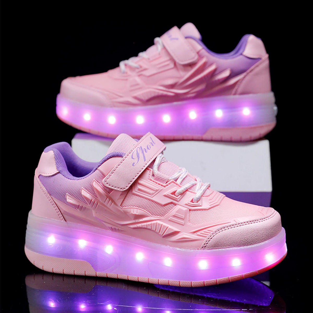 Child Teen Roller Skates Double Wheel Shoes Light Up LED shoe 12.5 size P631969
