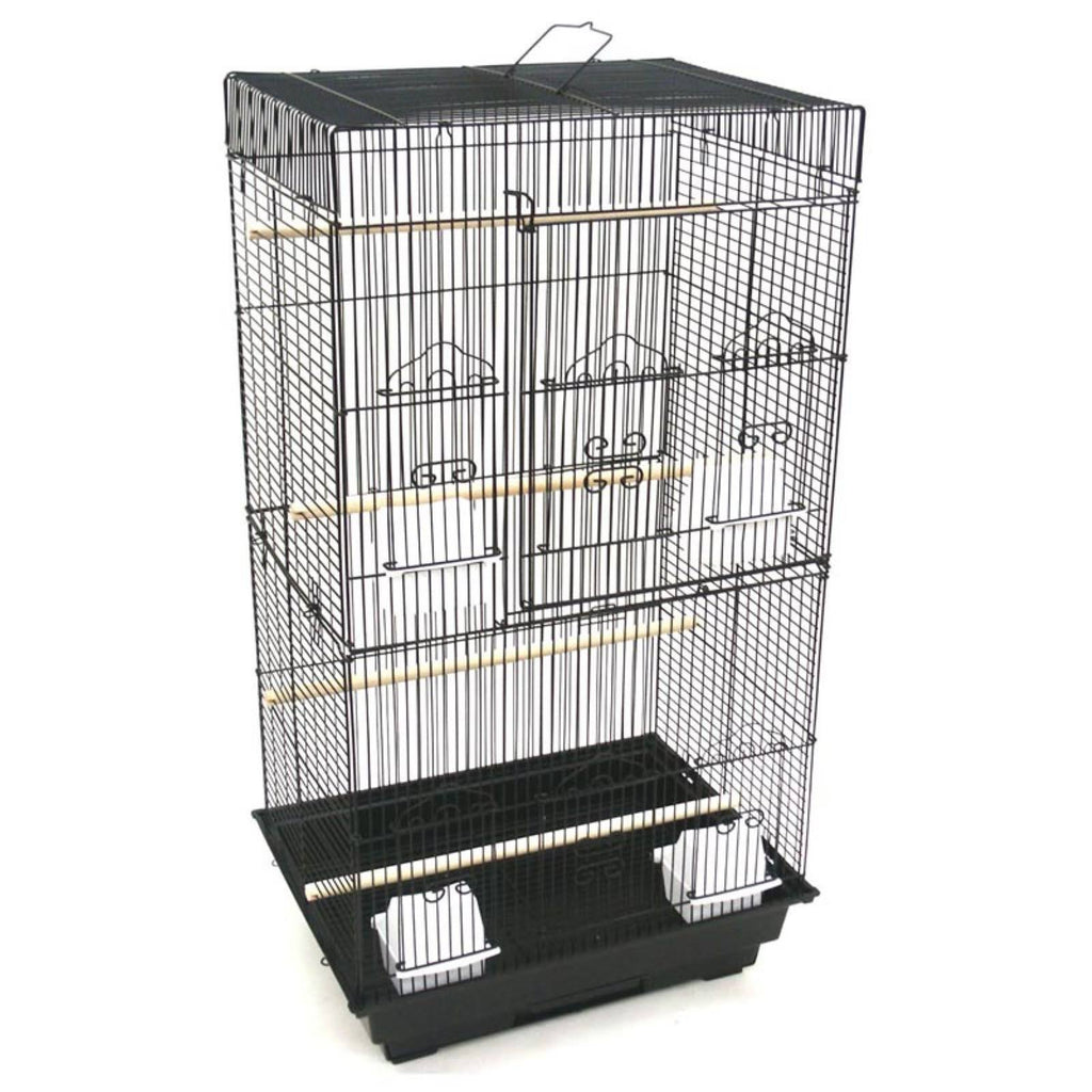 Black Tall Flat Top Bird Cage with Stand, 18 inch x 14 inch R935147