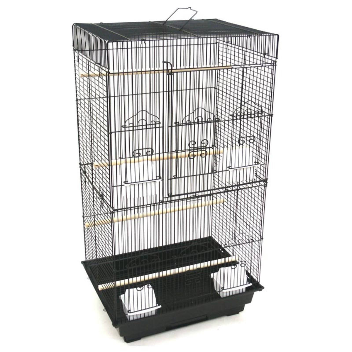 Black Tall Flat Top Bird Cage with Stand, 18 inch x 14 inch R935147