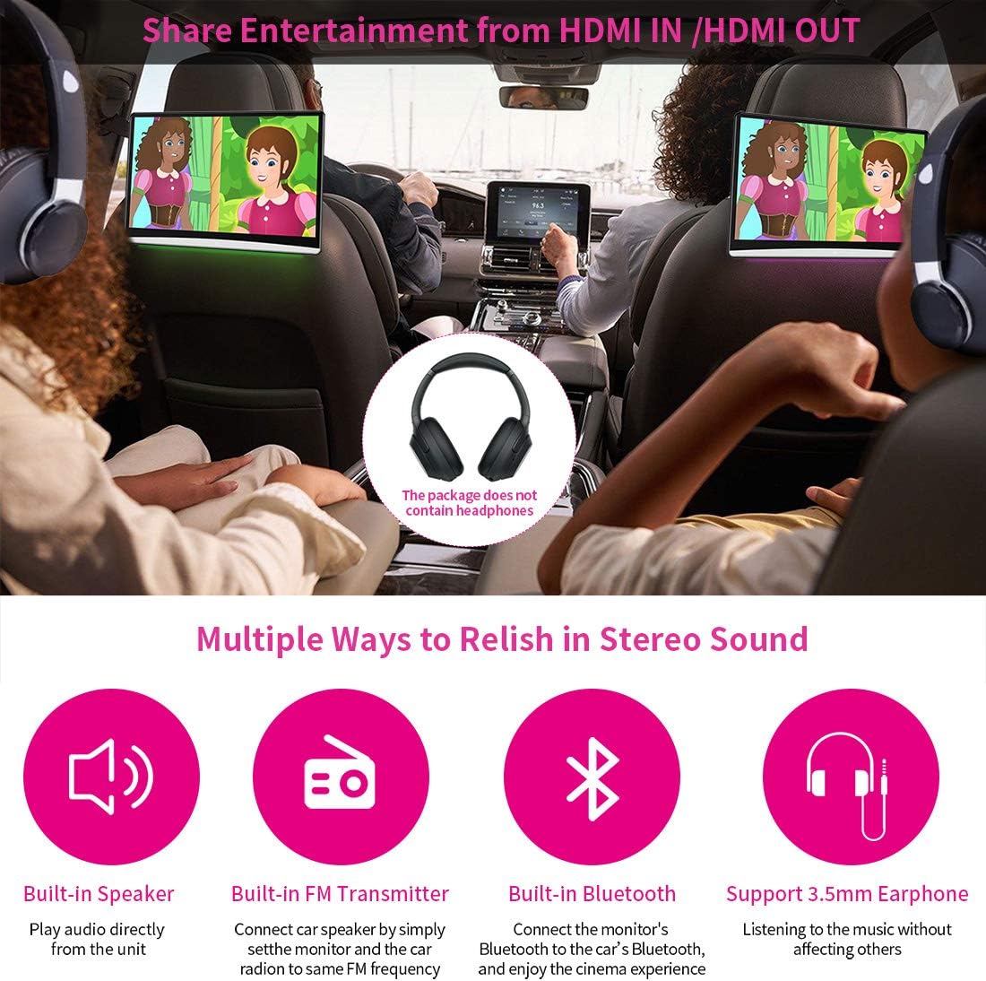 13.3" Car Headrest Monitor Touch Screen with WiFi Bluetooth HDMI P827238