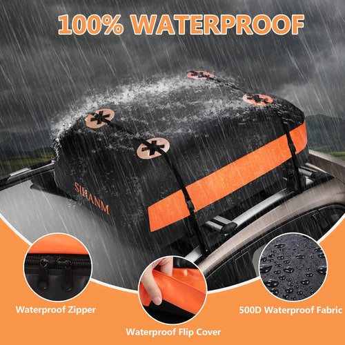 15 Cubic Feet Waterproof Car Roof Cargo Carrier with Anti-Slip Mat K338851