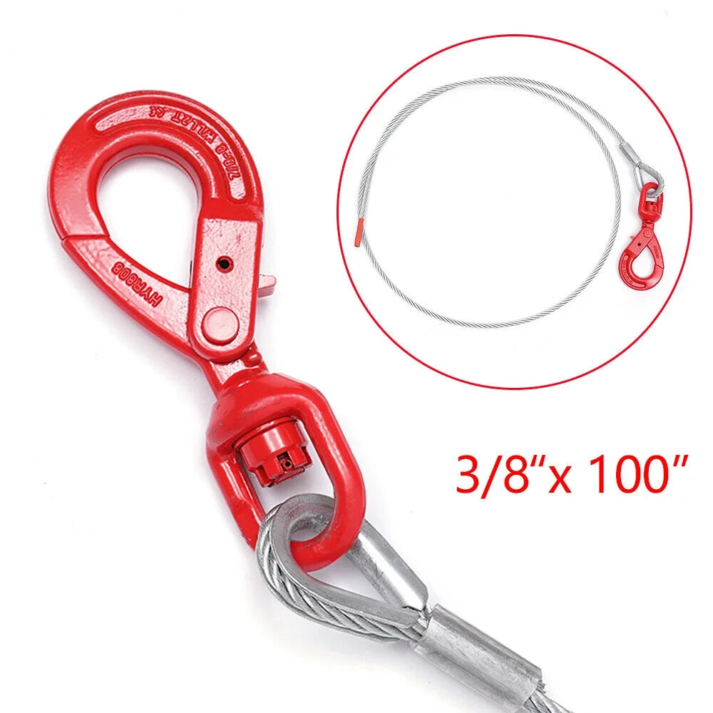 3/8" x 50" Steel Core Winch Cable with Self-Locking Hook X631