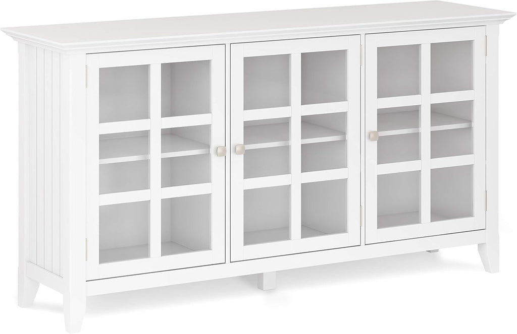 Solid Wood Storage Cabinet with 3 Tempered Glass Doors B8776