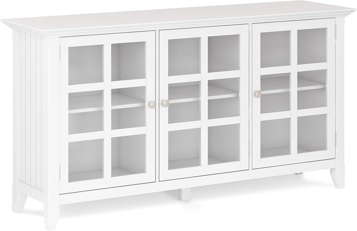 Solid Wood Storage Cabinet with 3 Tempered Glass Doors B8776