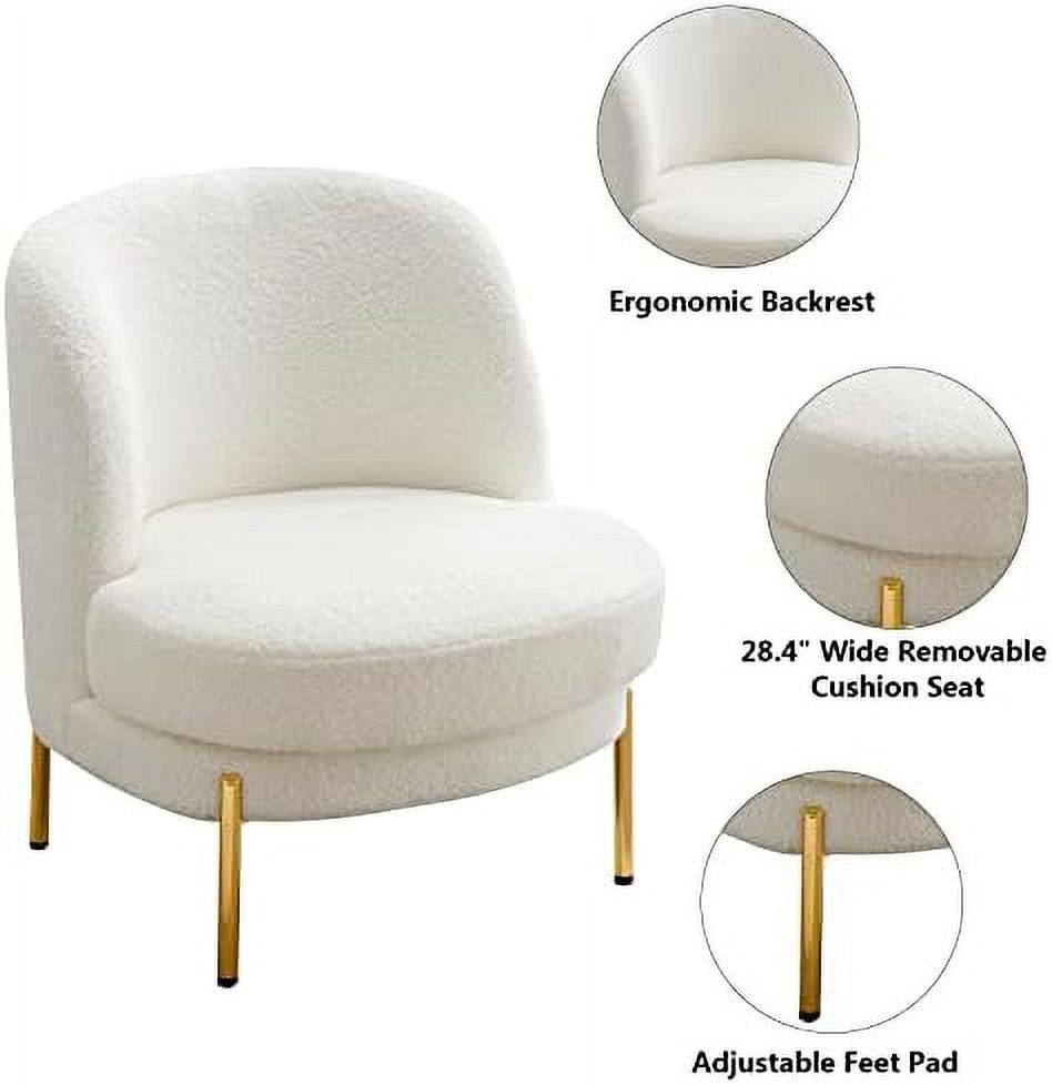Sherpa Accent Chair with Golden Metal Legs L229