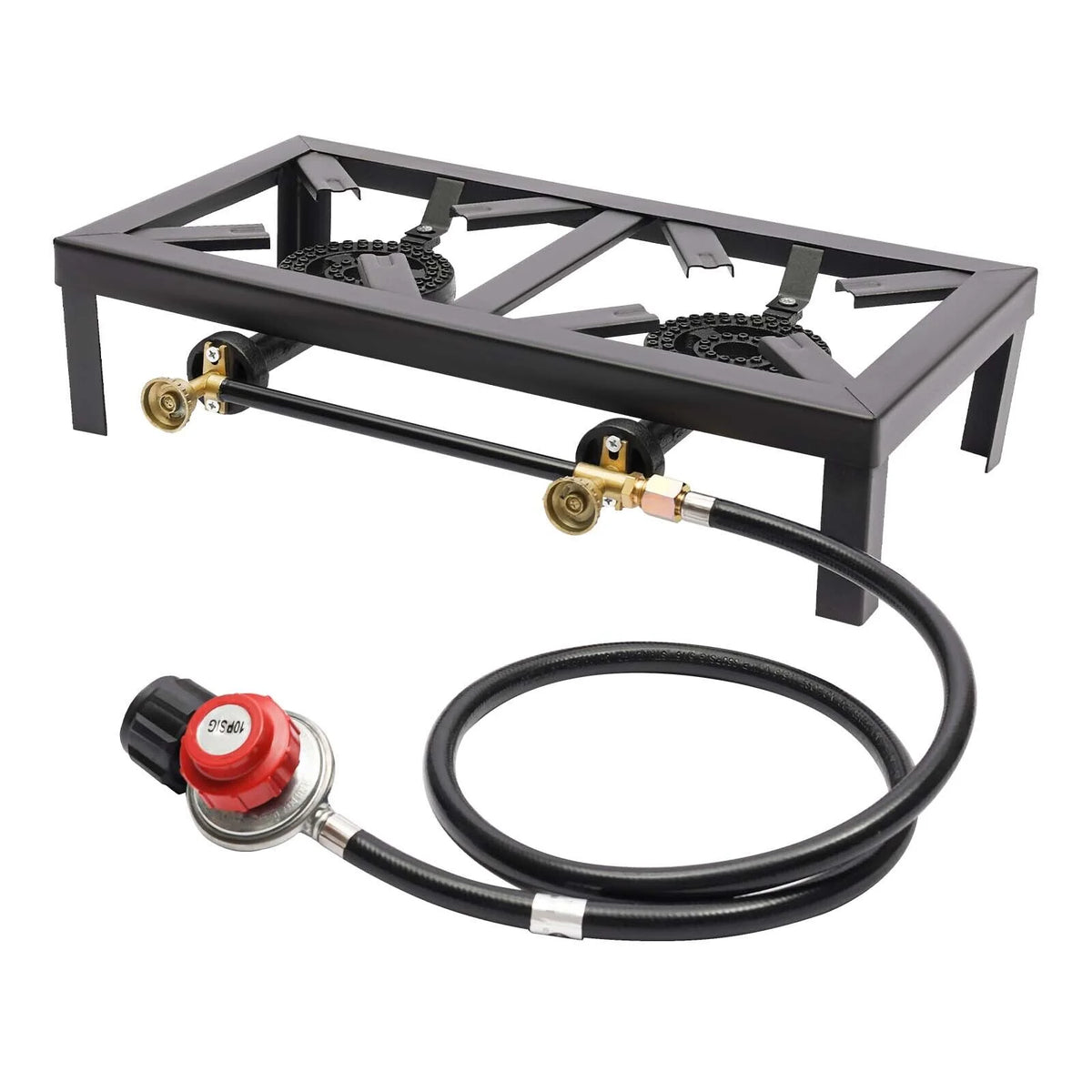 Portable Camping Stove Double Burner Outdoor Gas Stove with Regulator Hose Z3517