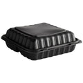 3-Compartment Microwaveable Black Plastic Take-Out Container - 150/Case X343640