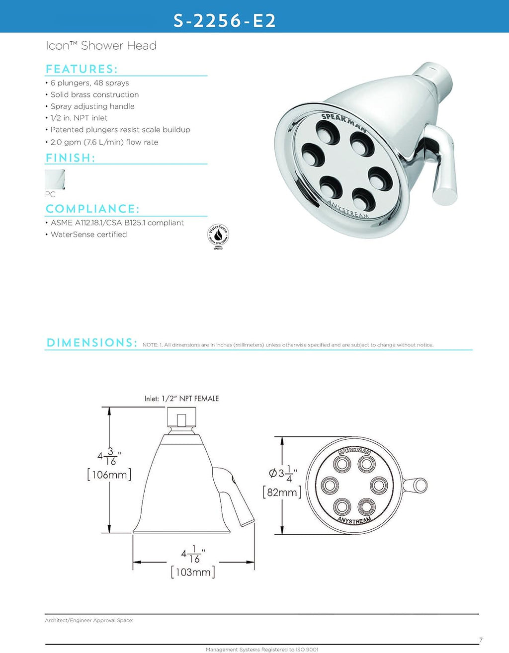 Polished Chrome Shower Head, Pack of 2 S49665