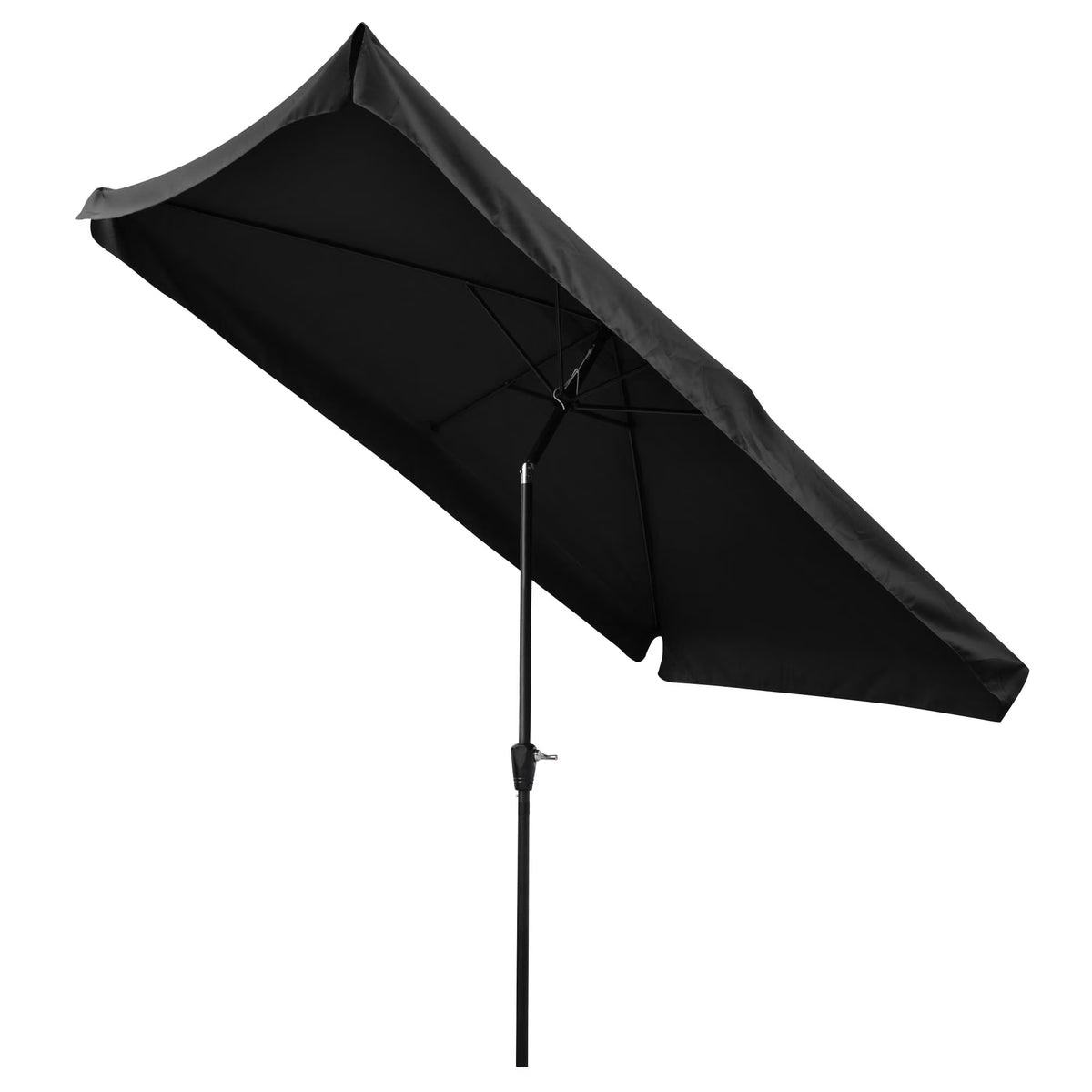 10x6.5ft Rectangle Aluminum Outdoor Patio Umbrella with Valance Crank Tilt Dark Black J640