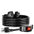 12 FT Extension Cord with Waterproof Switch, 1875W 15A 125V F742