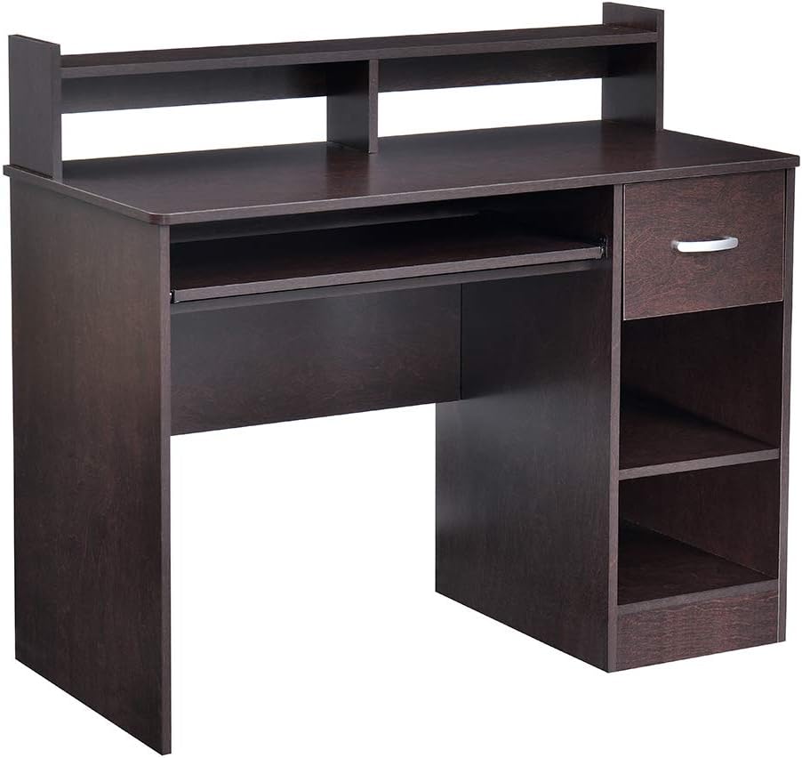 White Computer Desk with Keyboard Tray E78834