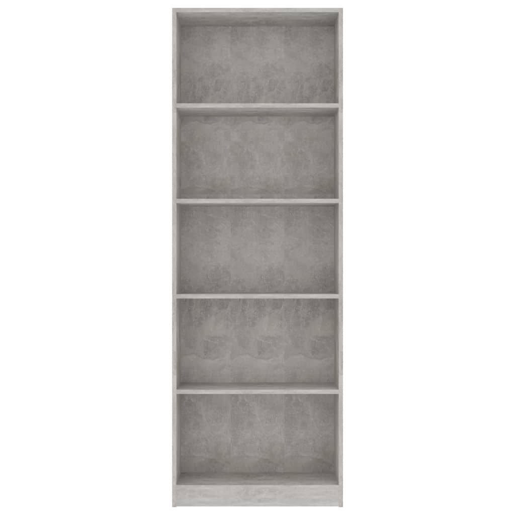 5-Tier Chipboard Book Cabinet Concrete Gray Q142
