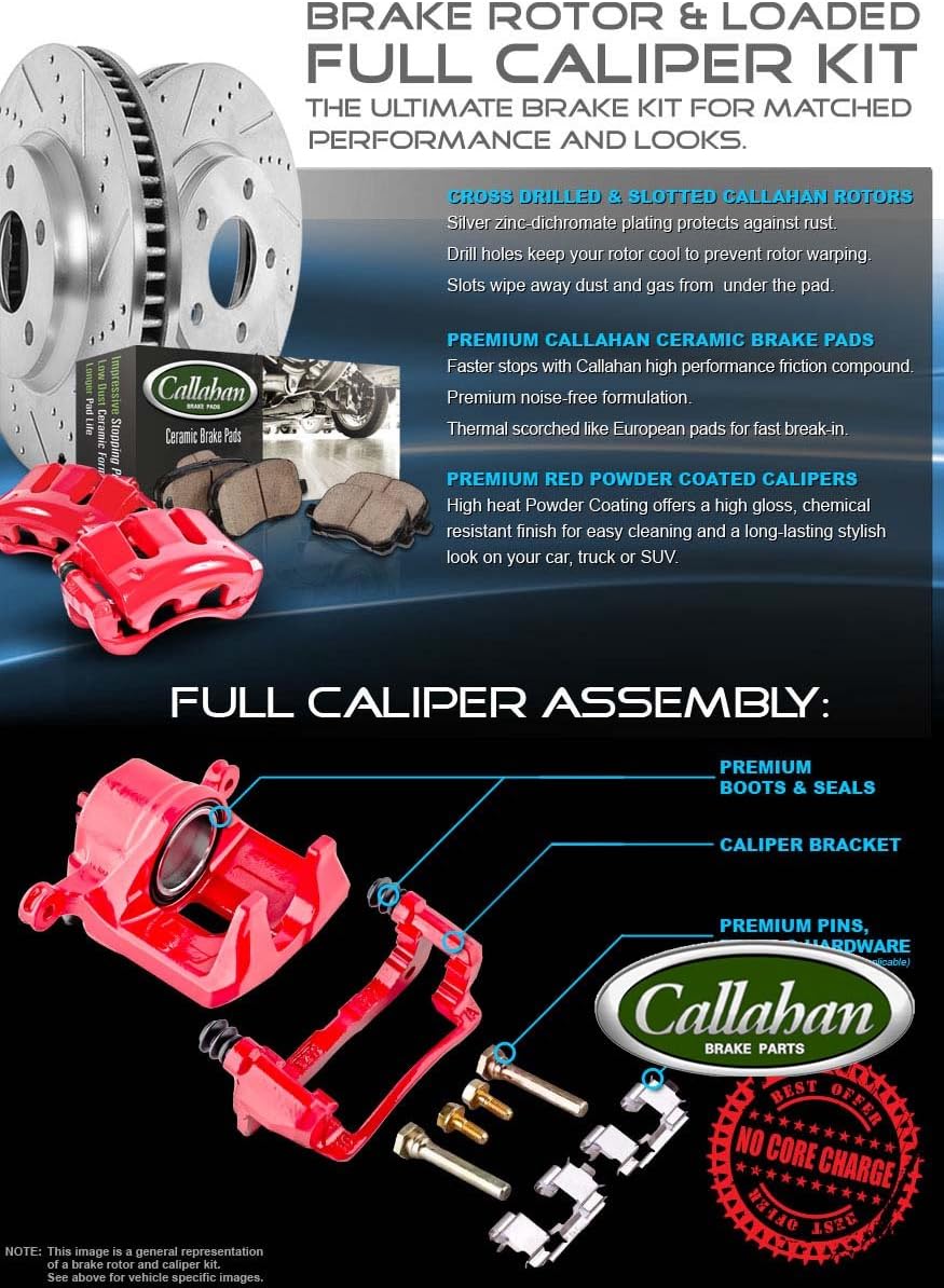 REAR Powder Coated Red Calipers 8 Lug Rotors Ceramic Pads Kit H191167