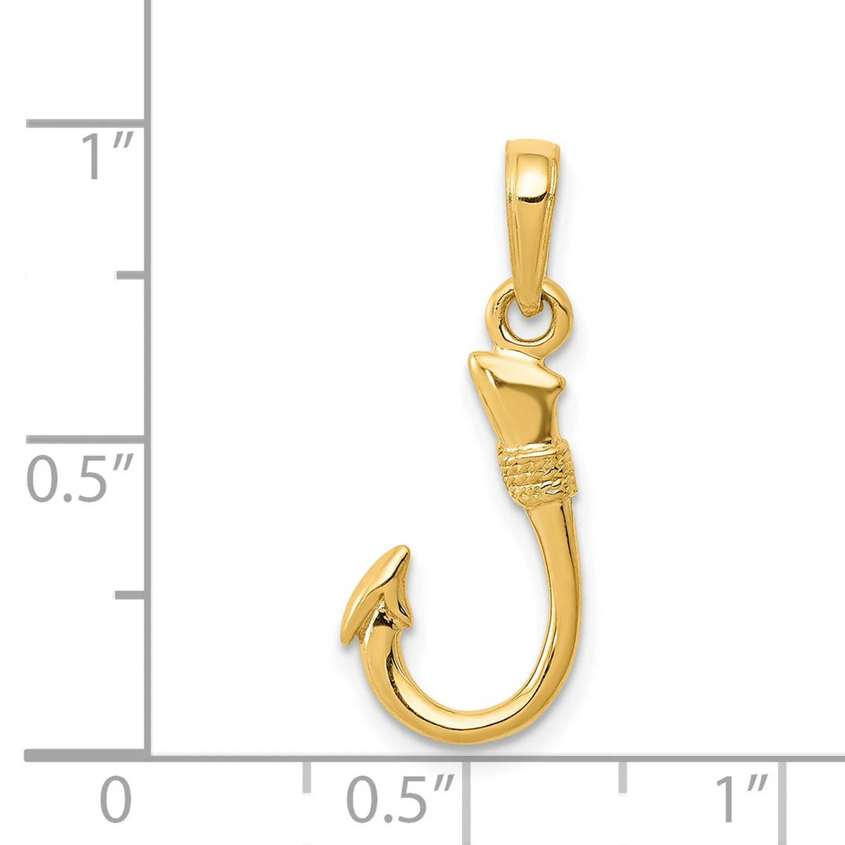 14k Yellow Gold Fish Hook Pendant 21 mm x 8 mm K391