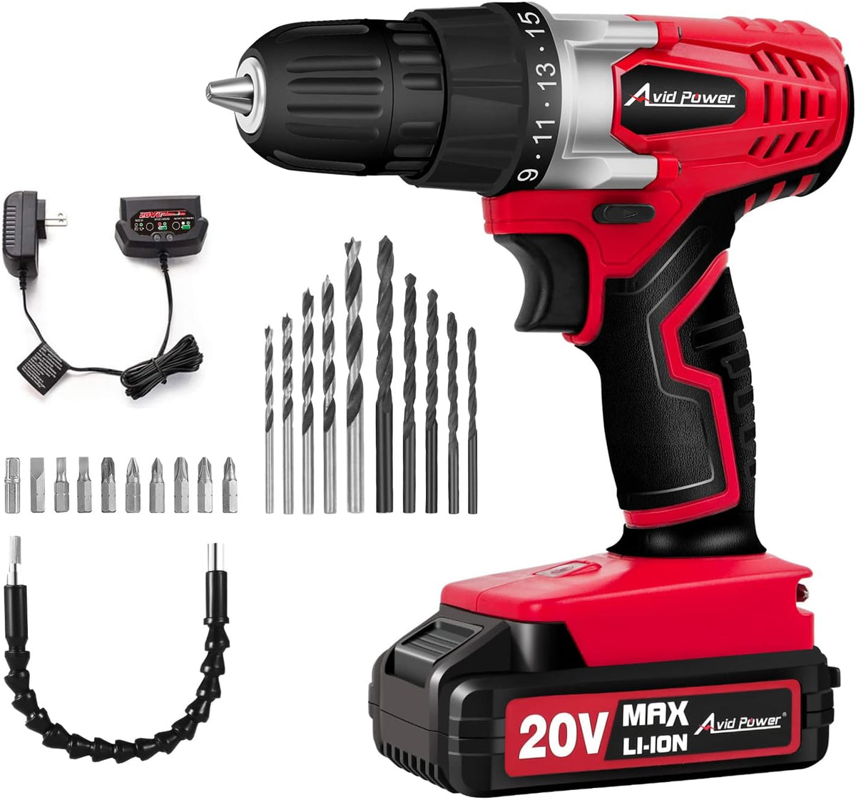 20V MAX Cordless Drill Set with Battery and Charger, 3/8 inches Keyless Chuck, 22pcs Drill Bits, Pack of 2 H979