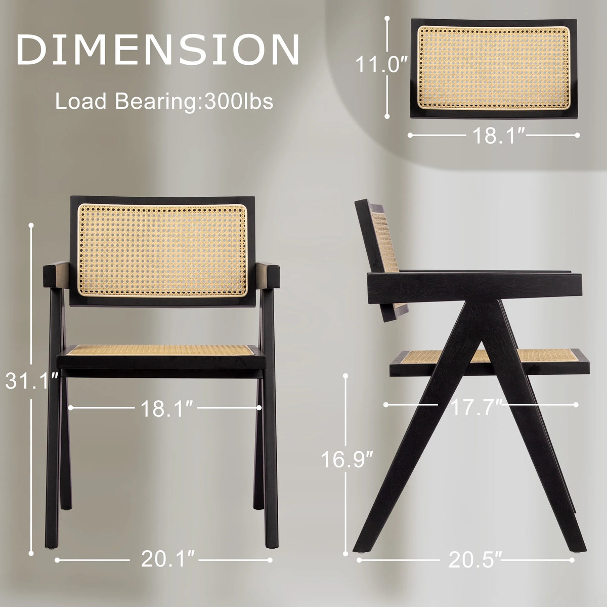 Black Rattan Dining Chair Set of 2 J65346
