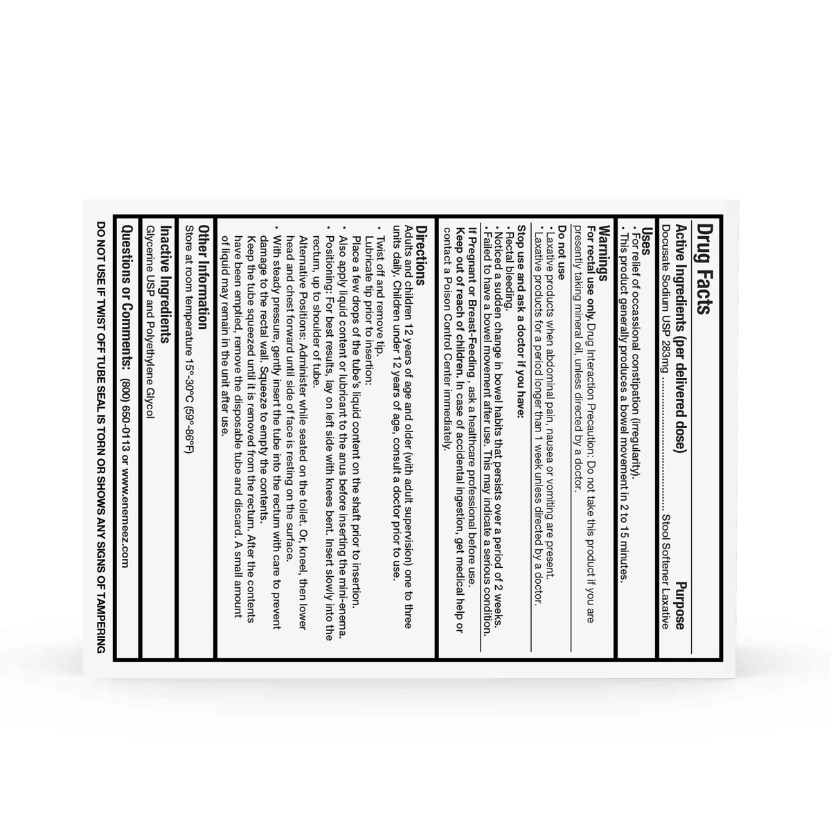 30 Count Docusate Sodium Mini Enema R6805