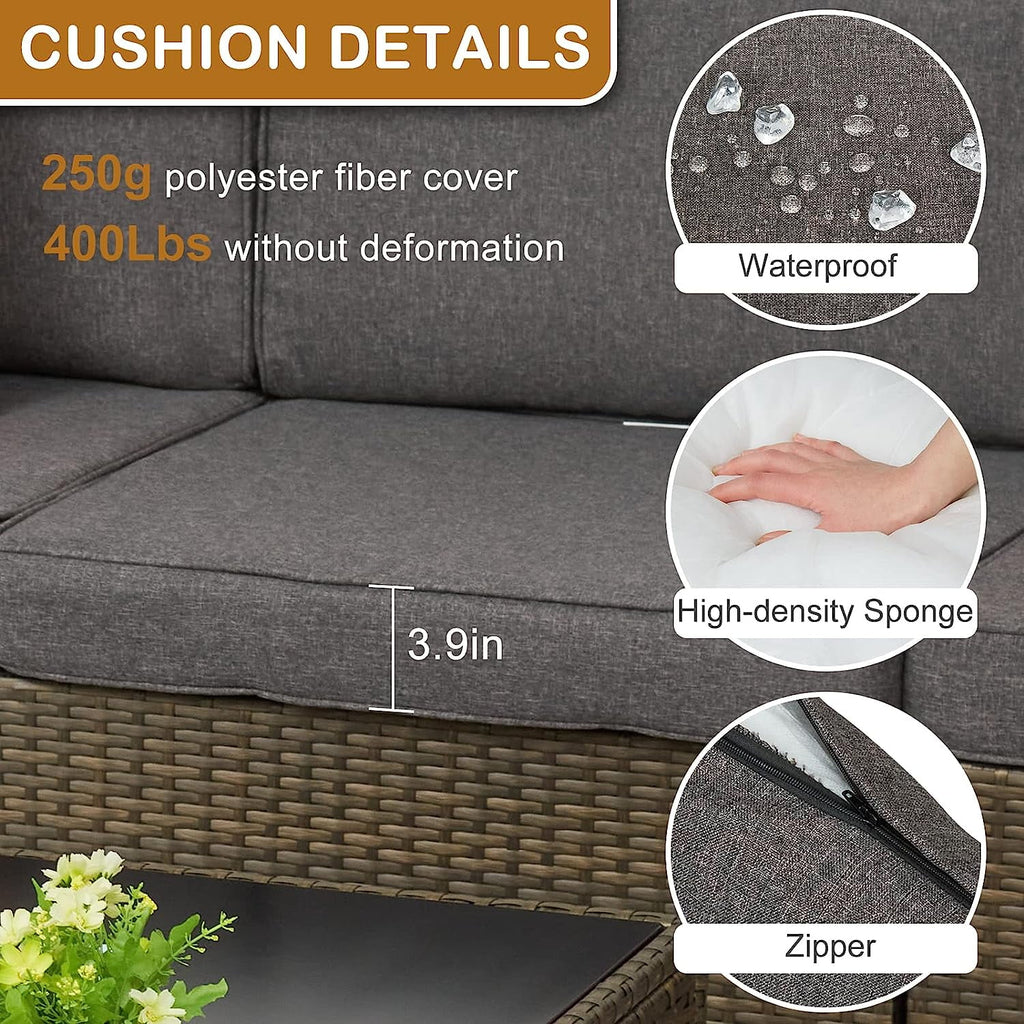 Gray Pe Wicker Rattan Patio Sofa Set L57661