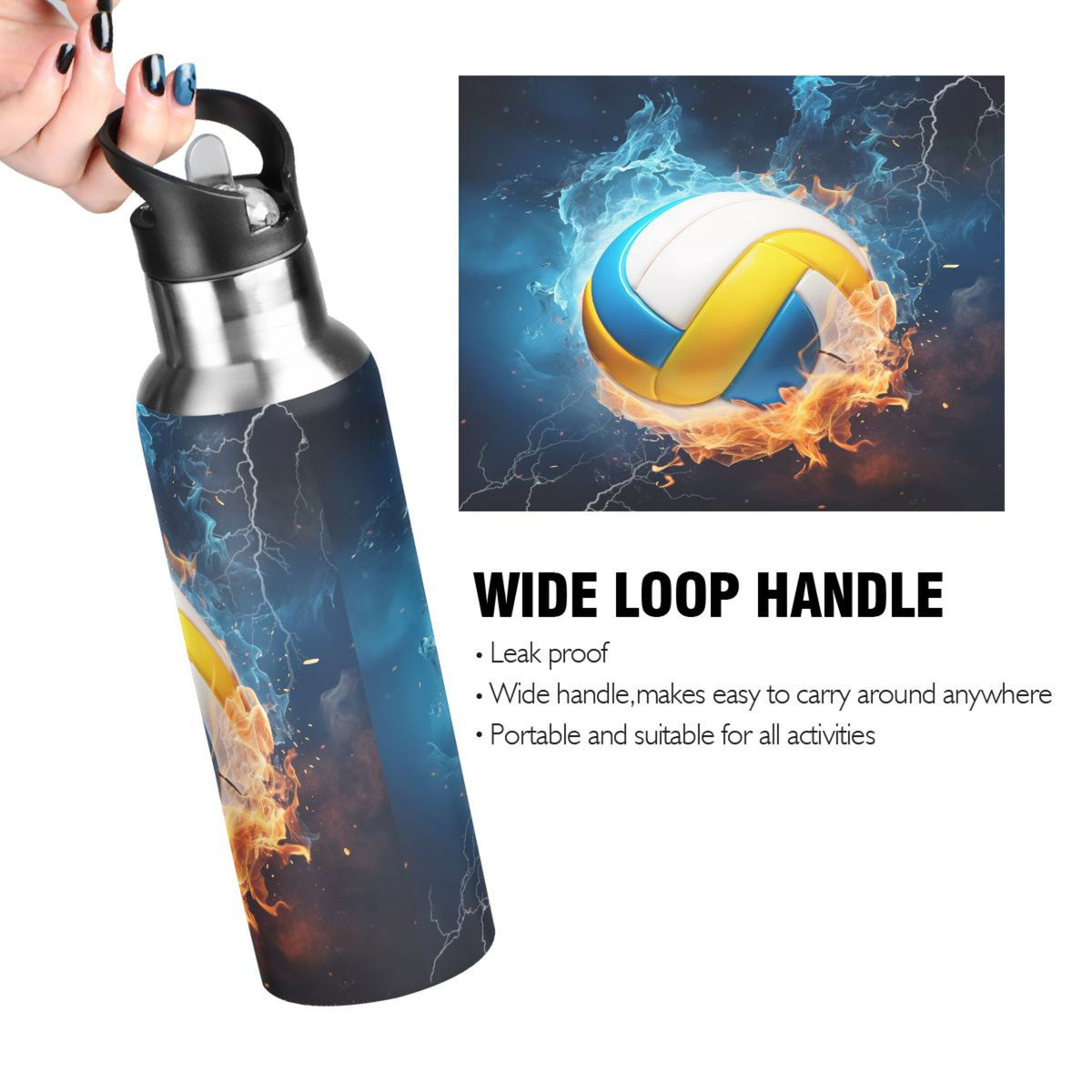 Stainless Steel Insulated Water Bottle with Straw Lid J6234