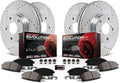 Front and Rear Carbon Fiber Brake Pads with Drilled & Slotted Brake Rotors Kit A898503