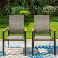 Set of 2 Outdoor Patio Dining Stackable Chairs with Aluminum Frame, Black & Gray V32979