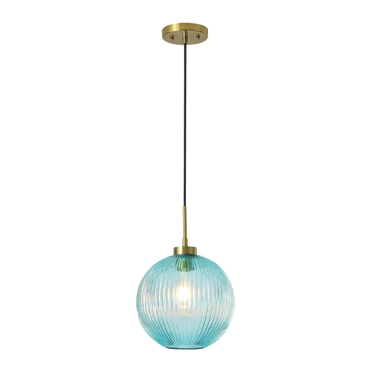 Ribbed Glass Globe Pendant I7484