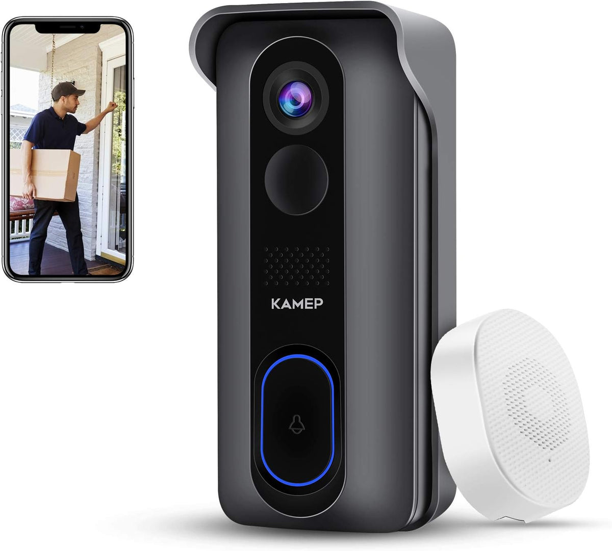 Wireless WiFi Video Doorbell Camera HD 1080P Waterproof Battery Powered with 2-Way Audio Motion Detection IR Wide Angle Cloud Storage A285