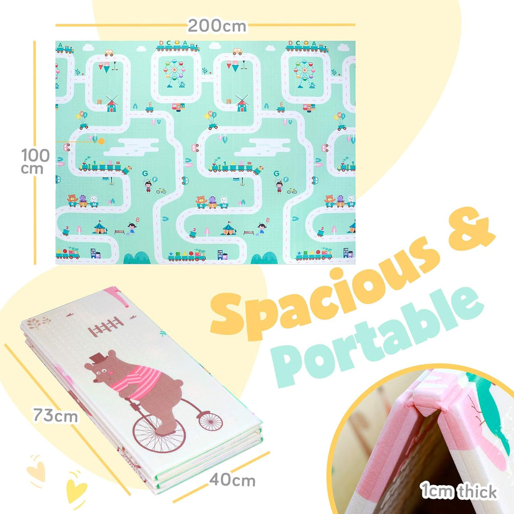 Reversible Non-Slip Waterproof Foam Baby Play Mat with Case, 6.5ft x 6ft J706