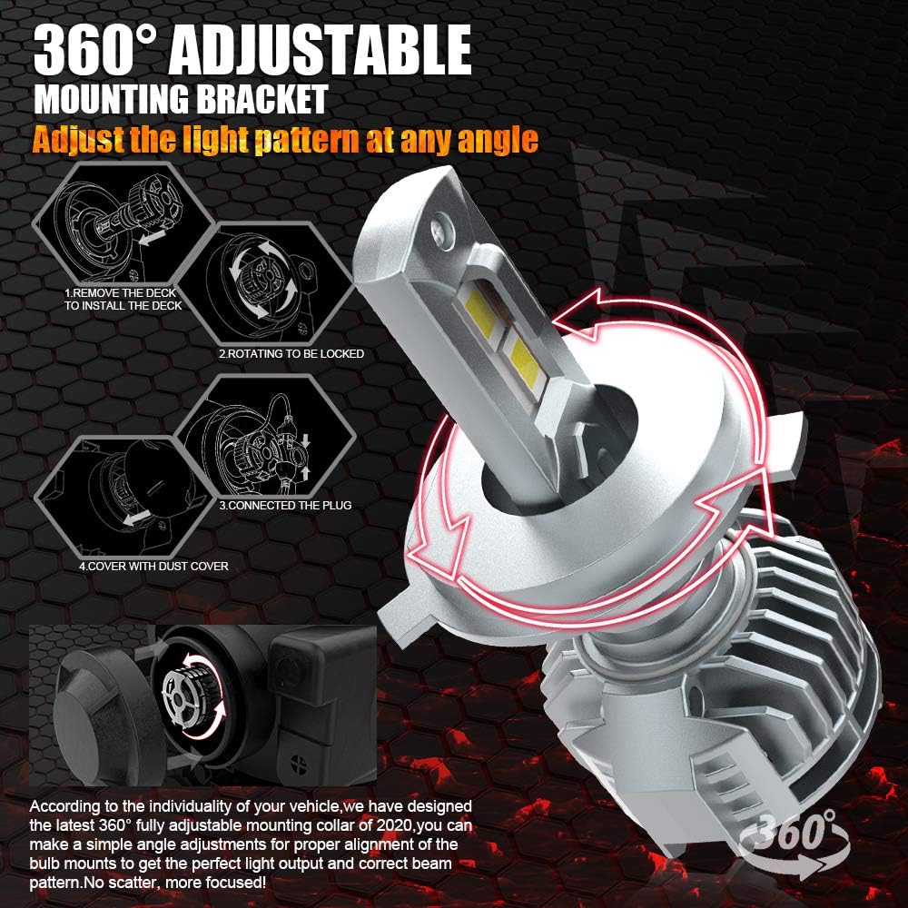 9005 LED Headlight Bulbs 20000LM 130W 6500K HB3 Pack of 2 J3656