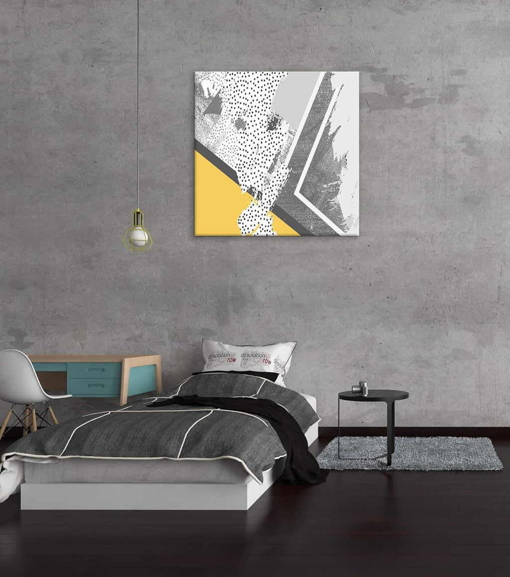 Yellow Gray Abstract Canvas Wall Art Painting B201187