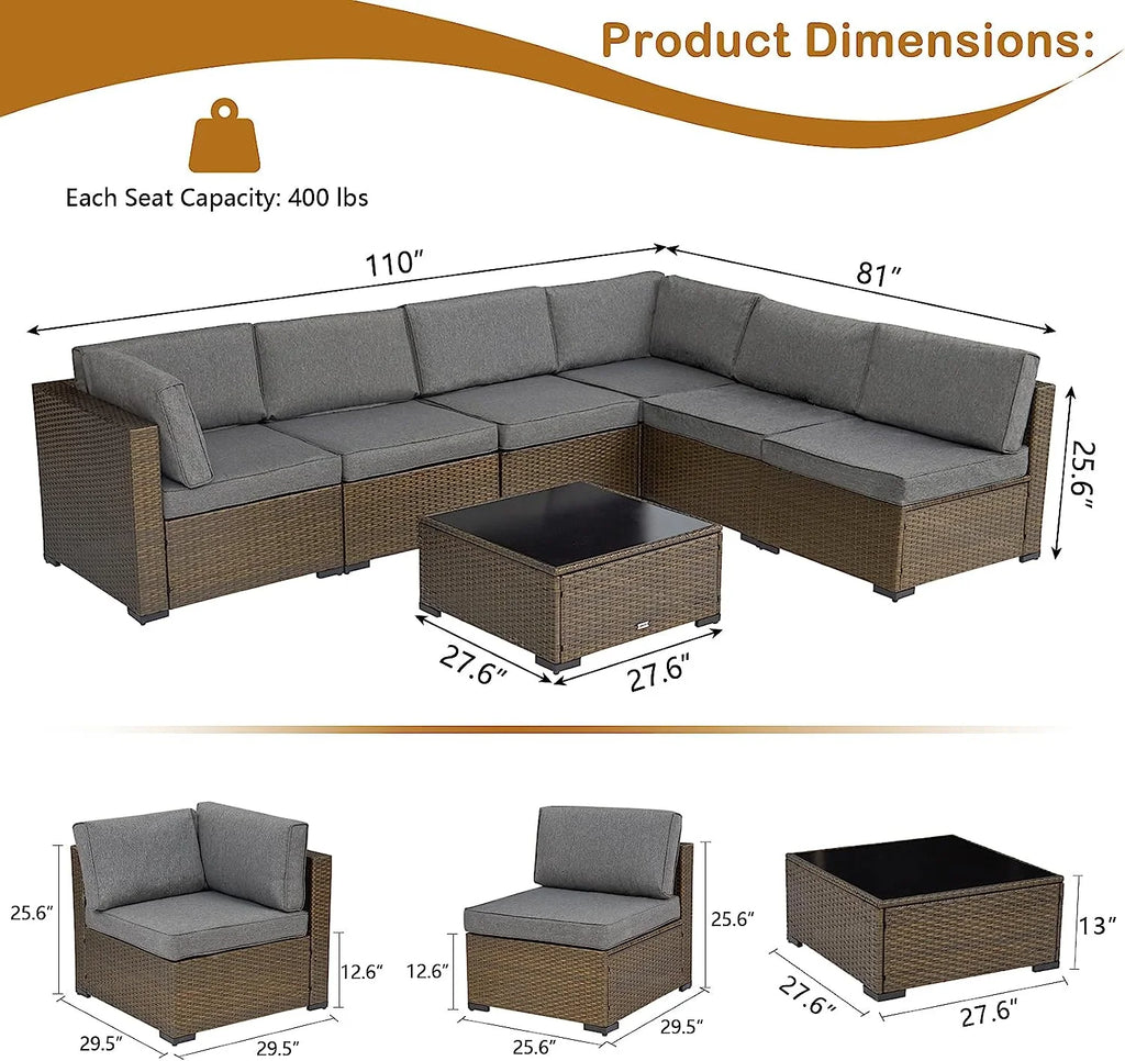Gray Pe Wicker Rattan Patio Sofa Set L57661