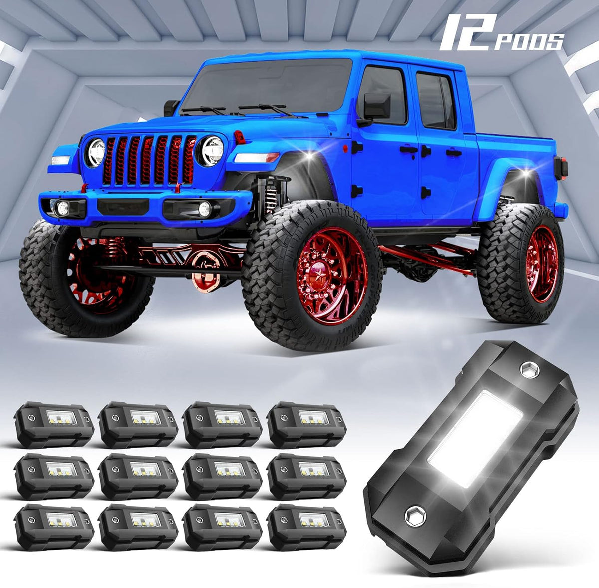 White 12 Pod Waterproof LED Rock Lights G770